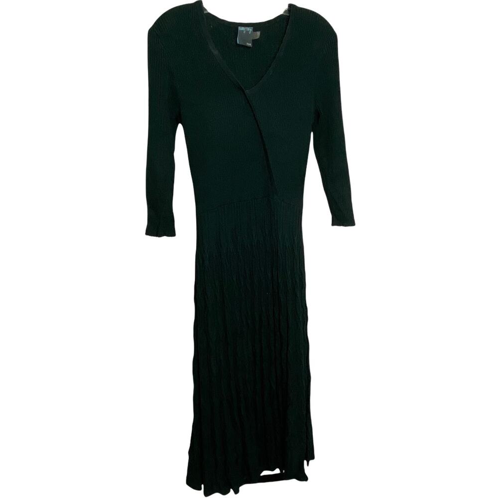 Gabby Skye Women's‎ Maxi Dress Emerald Green Ribbed Long Sleeve V-Neck Size M